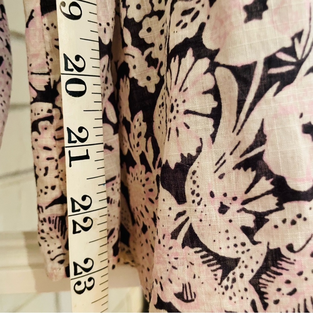 Anthropologie Pink Floral Ruffle Button DownV-NeckSizeMedium/NWOT - Picture 4 of 13